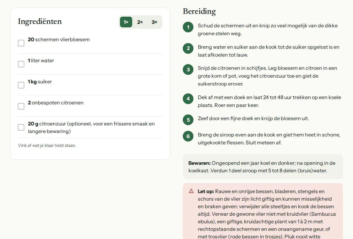 Het recept voor vlierbloesemsiroop: de ingrediënten om af te vinken en de bereiding stap voor stap.